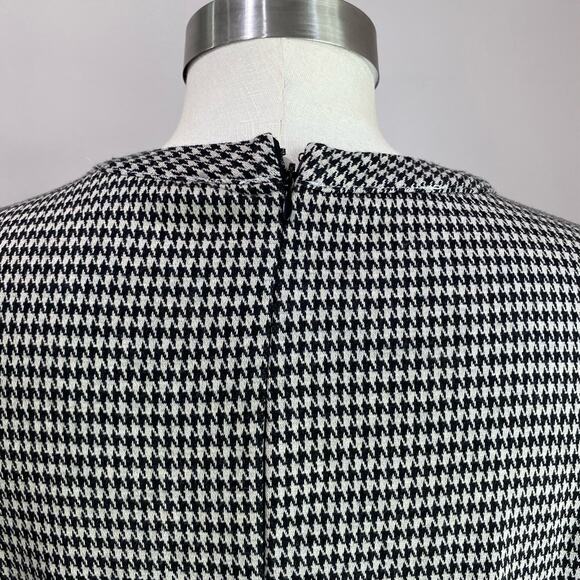 Loft Houndstooth Ruffle Posh Trim Mini Dress Black and White Size 10 - Picture 7 of 11